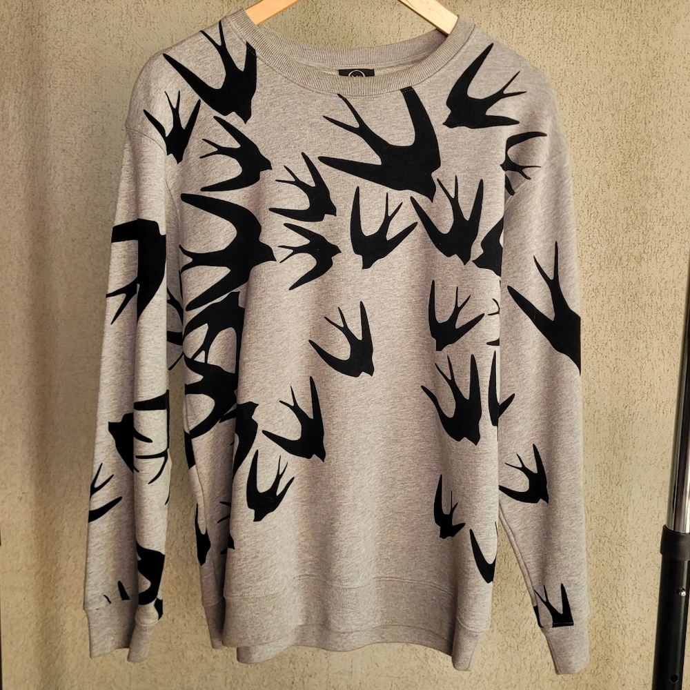Alexander McQueen Black Velvet Swallow Sweatshirt